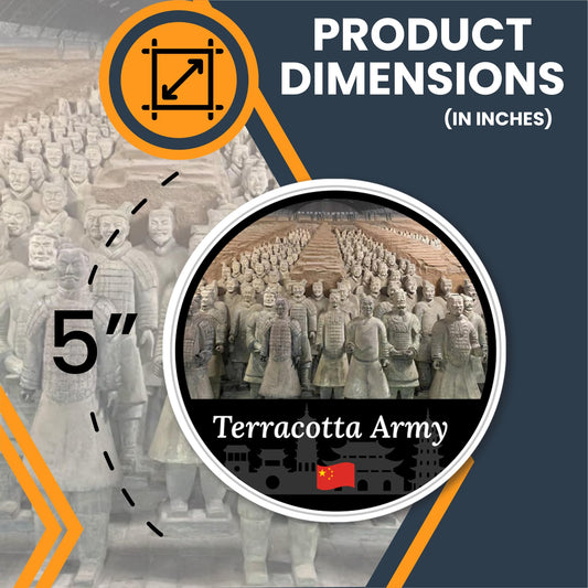 Magnet Me Up Terracotta Army Magnet Decal - 5" Round, Ancient Warrior Landmark Souvenir from Xi'an, Automotive Magnet for Car, Truck, Or Any Magnetic Surface, Made in The USA