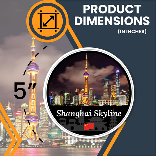Magnet Me Up Shanghai Skyline Magnet Decal - 5" Round, Modern Chinese Cityscape Souvenir, Night View of Pudong, Automotive Magnet for Car, Truck, Or Any Magnetic Surface, Made in The USA
