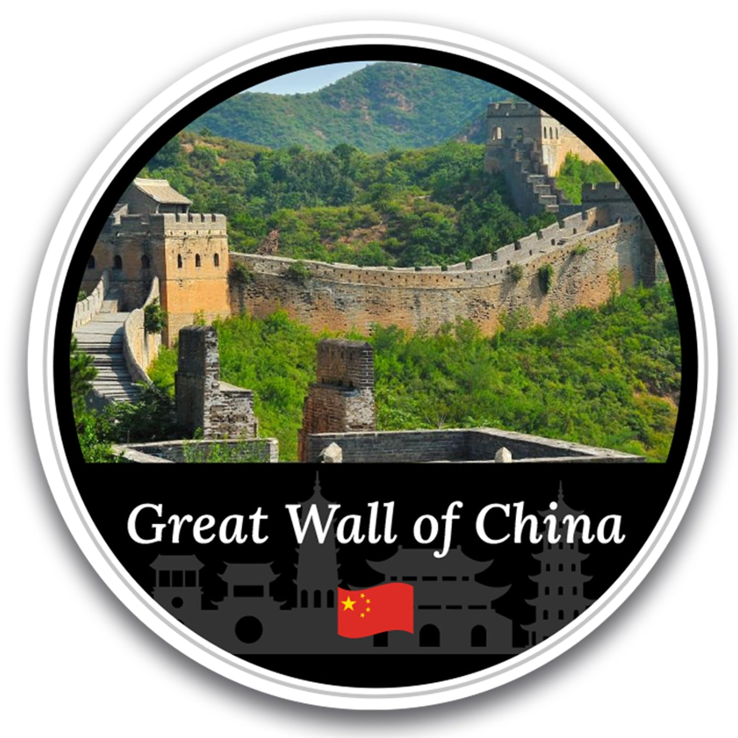 Magnet Me Up Great Wall of China Magnet Decal - 5" Round, Iconic Chinese Landmark Souvenir, Bold Historical Design, Automotive Magnet for Car, Truck, Or Any Magnetic Surface, Made in The USA
