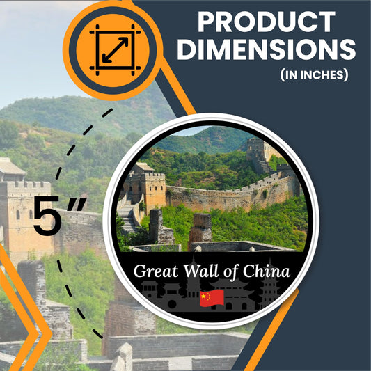 Magnet Me Up Great Wall of China Magnet Decal - 5" Round, Iconic Chinese Landmark Souvenir, Bold Historical Design, Automotive Magnet for Car, Truck, Or Any Magnetic Surface, Made in The USA