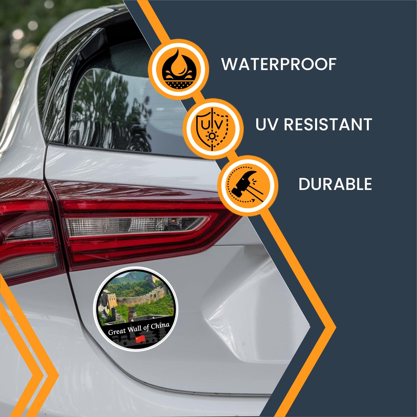 Magnet Me Up Great Wall of China Magnet Decal - 5" Round, Iconic Chinese Landmark Souvenir, Bold Historical Design, Automotive Magnet for Car, Truck, Or Any Magnetic Surface, Made in The USA