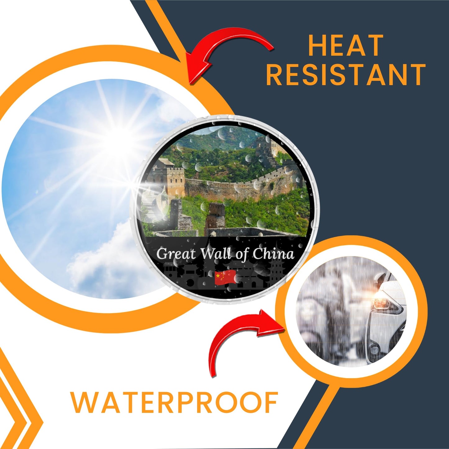 Magnet Me Up Great Wall of China Magnet Decal - 5" Round, Iconic Chinese Landmark Souvenir, Bold Historical Design, Automotive Magnet for Car, Truck, Or Any Magnetic Surface, Made in The USA