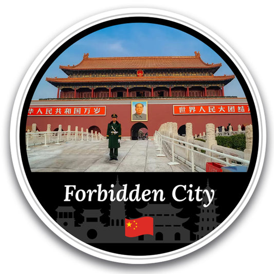 Magnet Me Up Forbidden City Magnet Decal - 5" Round, Imperial Beijing Landmark Souvenir, Automotive Magnet for Car, Truck, Or Any Magnetic Surface, Made in The USA