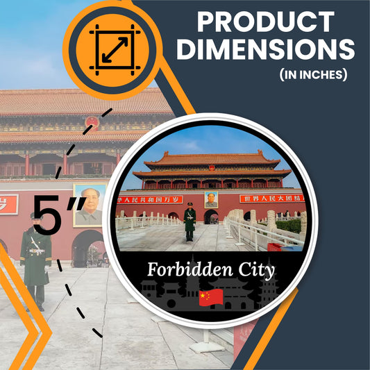 Magnet Me Up Forbidden City Magnet Decal - 5" Round, Imperial Beijing Landmark Souvenir, Automotive Magnet for Car, Truck, Or Any Magnetic Surface, Made in The USA