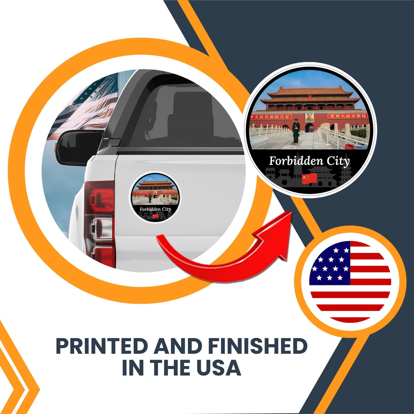 Magnet Me Up Forbidden City Magnet Decal - 5" Round, Imperial Beijing Landmark Souvenir, Automotive Magnet for Car, Truck, Or Any Magnetic Surface, Made in The USA
