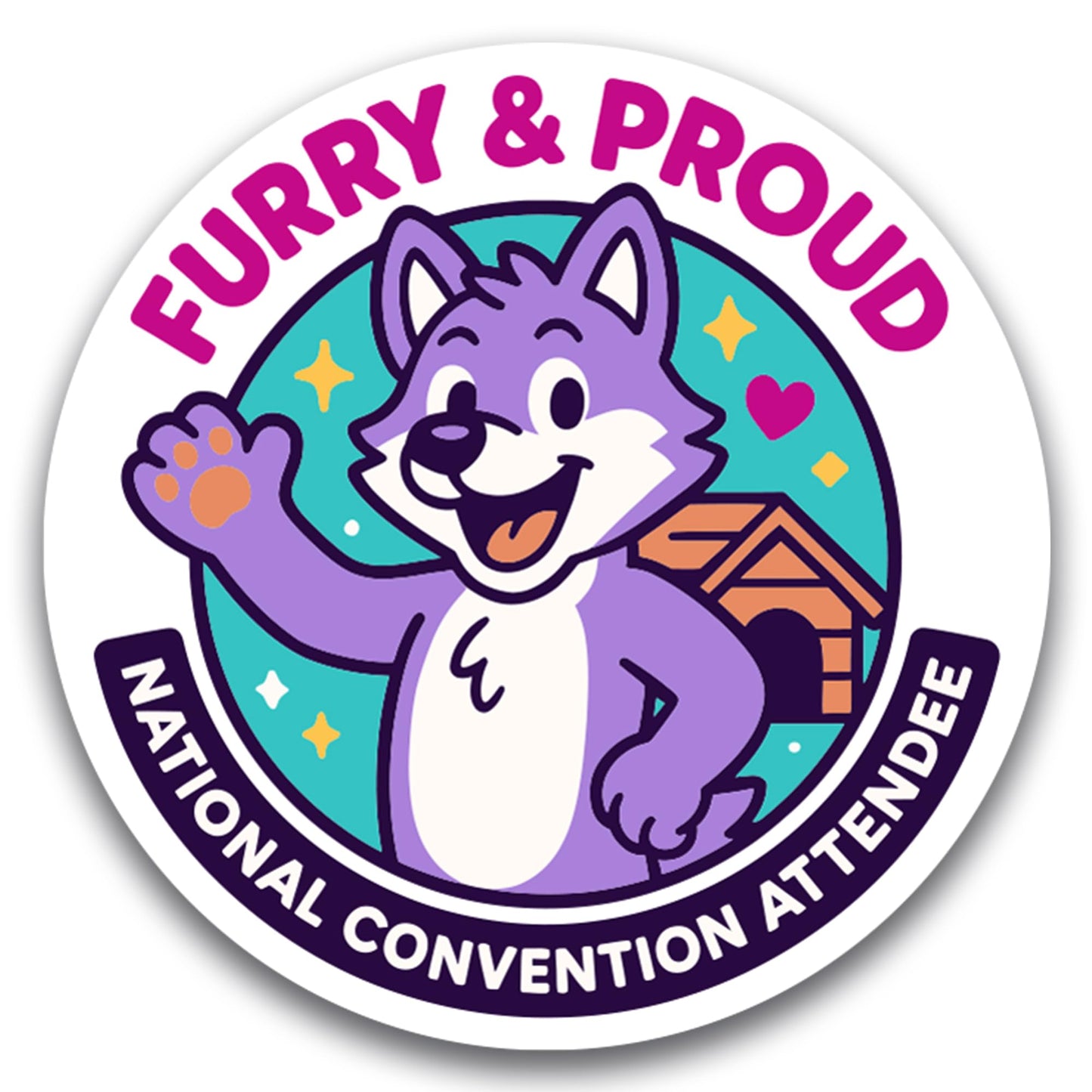 Magnet Me Up Furry & Proud, National Convention Attendee Gag Magnet - 5" Round Magnetic Decal for Car or Fridge, Hilarious Furry Convention Joke Magnet - UV Printed, Weatherproof, Made in USA