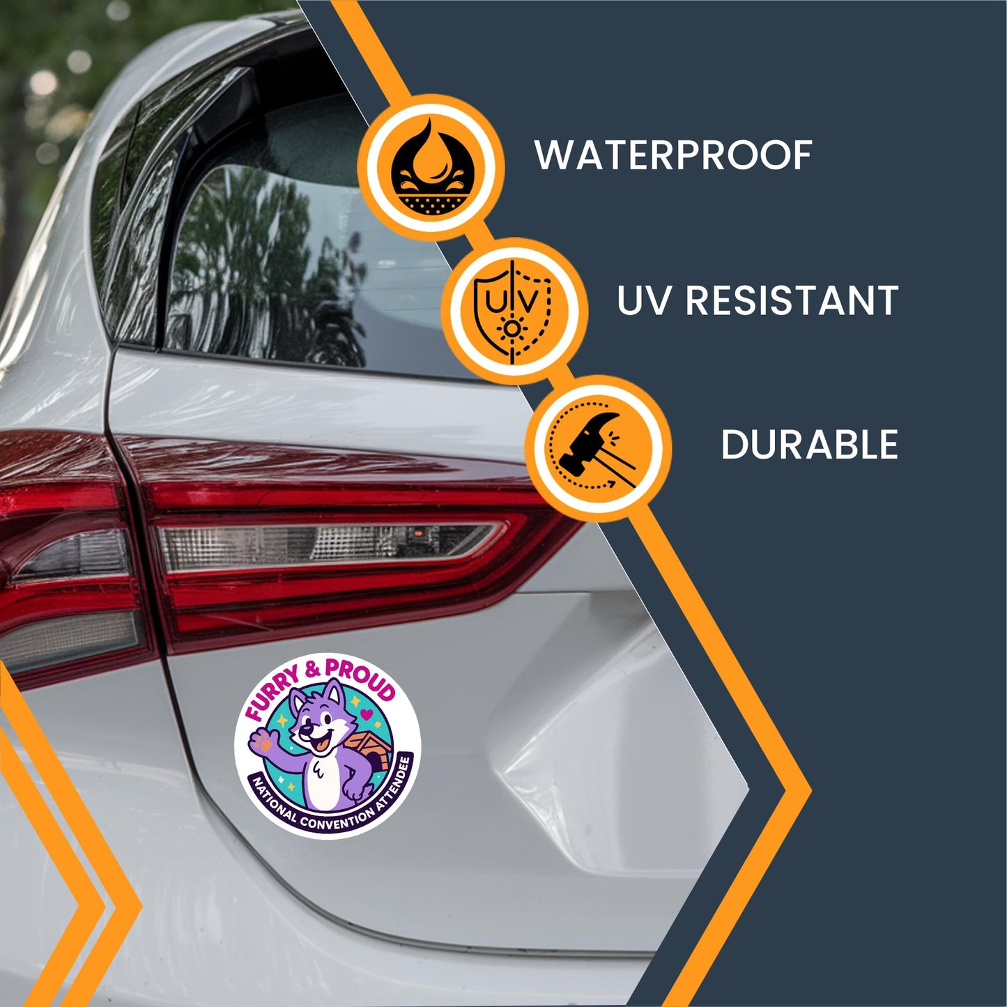 Magnet Me Up Furry & Proud, National Convention Attendee Gag Magnet - 5" Round Magnetic Decal for Car or Fridge, Hilarious Furry Convention Joke Magnet - UV Printed, Weatherproof, Made in USA