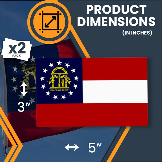 Magnet Me Up Georgia US State Flag Bumper Sticker Decal, 3x5 2 Pack, Vinyl Adhesive Sticker for Car, Truck, SUV, Weatherproof State Pride Collectible, Full Color, Durable, Made in The USA