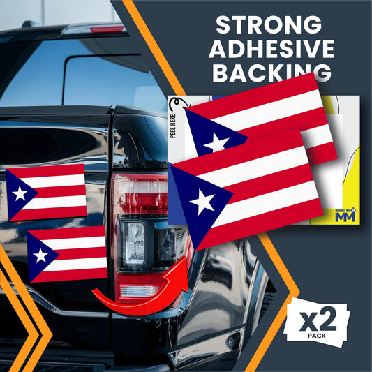 Magnet Me Up Puerto Rico Flag Bumper Sticker - 3x5 Boricua Pride Car Decal, 2 Pack, Puerto Rican Flag Sticker for Cars, Laptops, Water Bottles - Outdoor UV Vinyl Adhesive, Made in USA