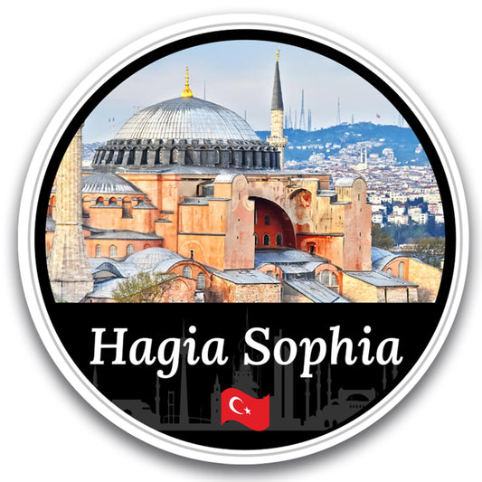 Magnet Me Up Hagia Sophia Magnet Decal, 5" Round Full-Color Automotive Magnet Featuring Historic Istanbul Architecture, Byzantine and Ottoman Landmark, Turkish Travel Souvenir, Made in The USA