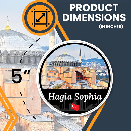Magnet Me Up Hagia Sophia Magnet Decal, 5" Round Full-Color Automotive Magnet Featuring Historic Istanbul Architecture, Byzantine and Ottoman Landmark, Turkish Travel Souvenir, Made in The USA
