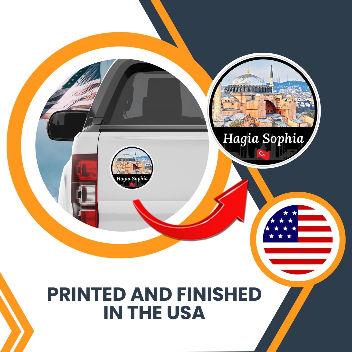 Magnet Me Up Hagia Sophia Magnet Decal, 5" Round Full-Color Automotive Magnet Featuring Historic Istanbul Architecture, Byzantine and Ottoman Landmark, Turkish Travel Souvenir, Made in The USA
