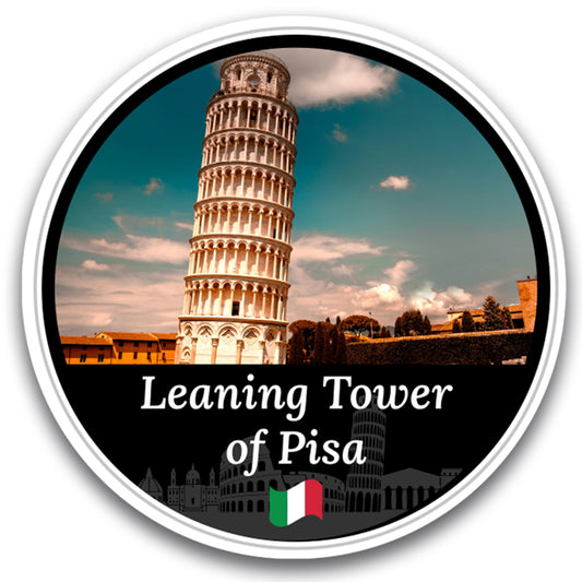 Magnet Me Up Leaning Tower of Pisa Magnet Decal, 5" Round Full-Color Automotive Magnet Featuring Iconic Italian Architecture, Durable Weatherproof Magnetic Vinyl, Travel Gift Ideas, Made in The USA