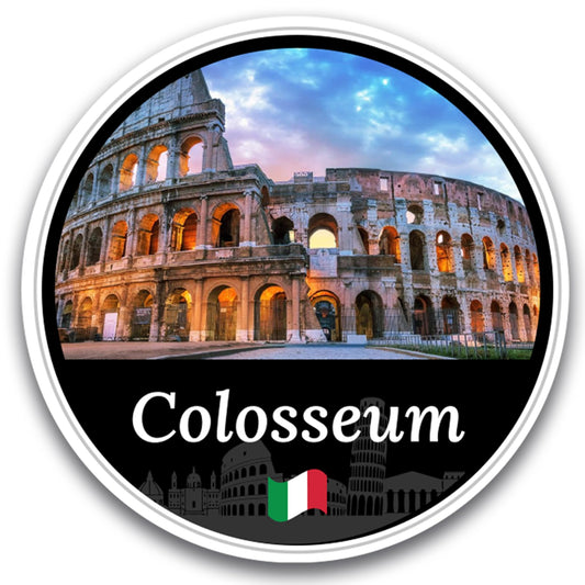 Magnet Me Up Colosseum Magnet Decal, 5" Round Full-Color Automotive Magnet Featuring Ancient Roman Amphitheater in Italy, Durable Weatherproof Magnetic Vinyl, Travel Gift Ideas, Made in The USA