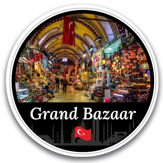 Magnet Me Up Grand Bazaar Magnet Decal, 5" Round Full-Color Automotive Magnet Featuring Iconic Turkish Market Design, Durable Weatherproof Magnetic Vinyl, Travel Gift Ideas, Made in The USA