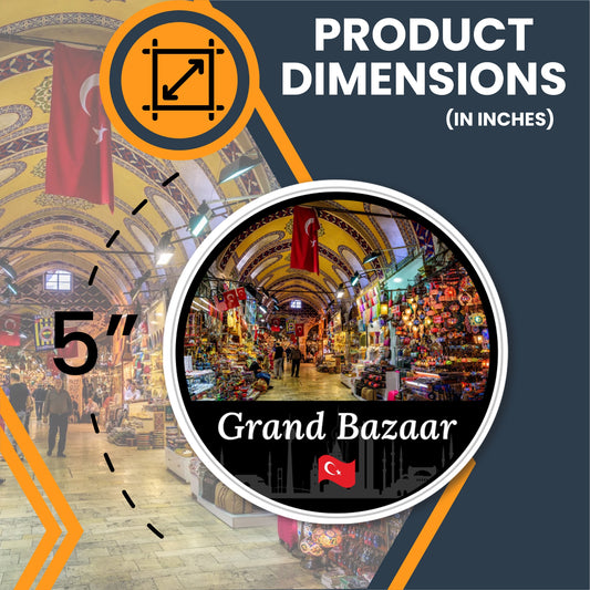 Magnet Me Up Grand Bazaar Magnet Decal, 5" Round Full-Color Automotive Magnet Featuring Iconic Turkish Market Design, Durable Weatherproof Magnetic Vinyl, Travel Gift Ideas, Made in The USA