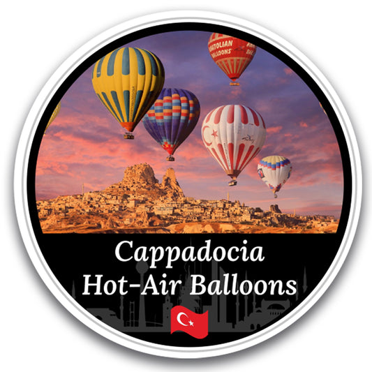 Magnet Me Up Cappadocia Hot Air Balloons Magnet Decal, 5" Round Full-Color Automotive Magnet Featuring Turkish Hot Air Balloons and Rock Formations, Durable Vinyl, Travel Gift, Made in The USA