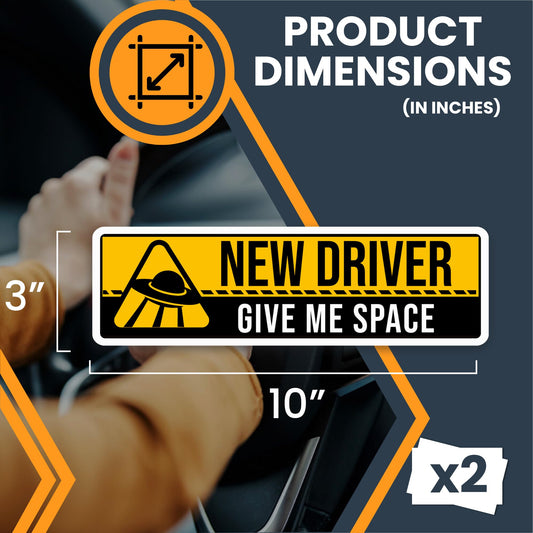 Magnet Me Up Give Me Space - Funny New Driver Magnet Decal - 3x10 Inches, Caution New Driver Sign, Full Color UV Print, Durable, Waterproof, Magnetic Vinyl for Vehicles, Great Gift, Made in USA
