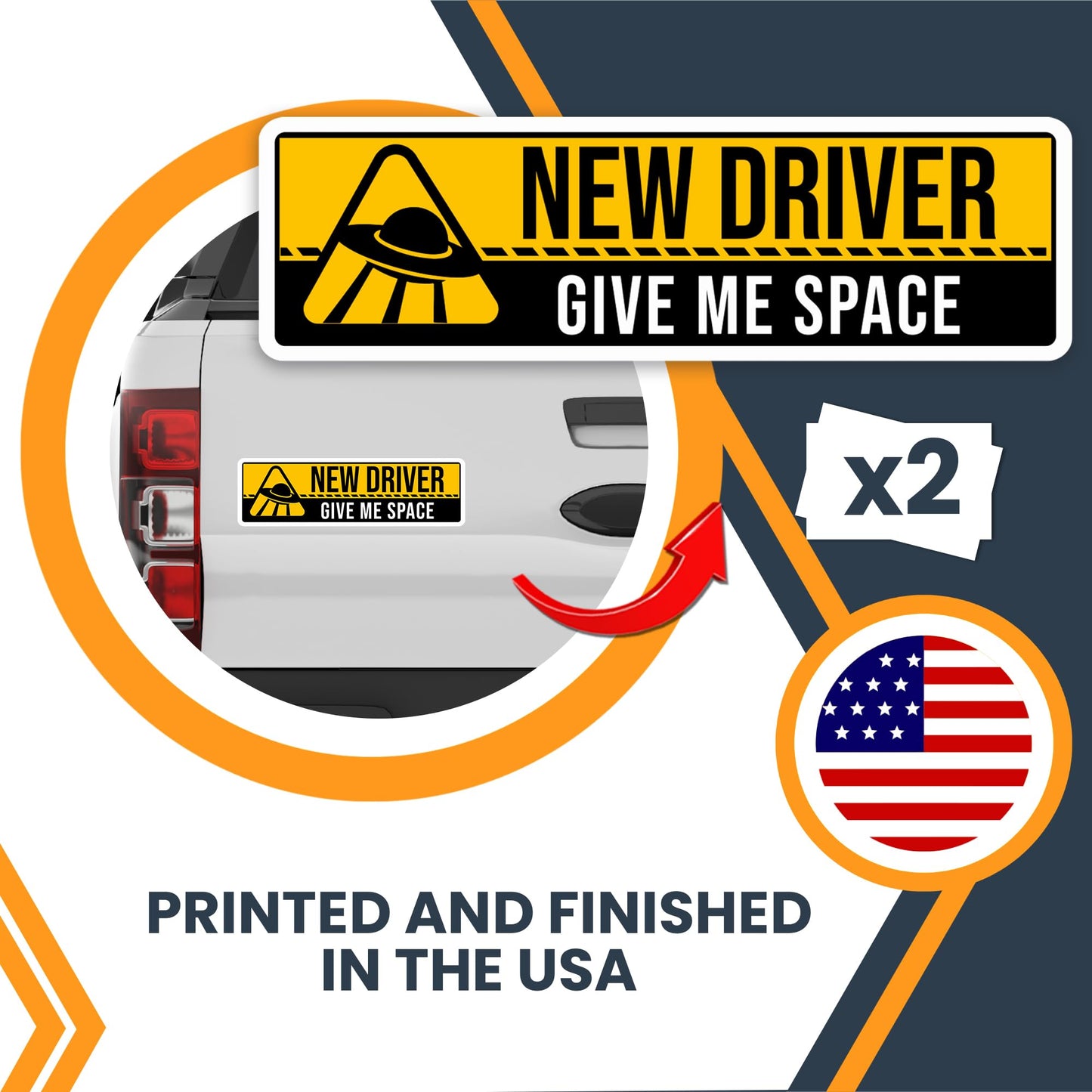 Magnet Me Up Give Me Space - Funny New Driver Magnet Decal - 3x10 Inches, Caution New Driver Sign, Full Color UV Print, Durable, Waterproof, Magnetic Vinyl for Vehicles, Great Gift, Made in USA