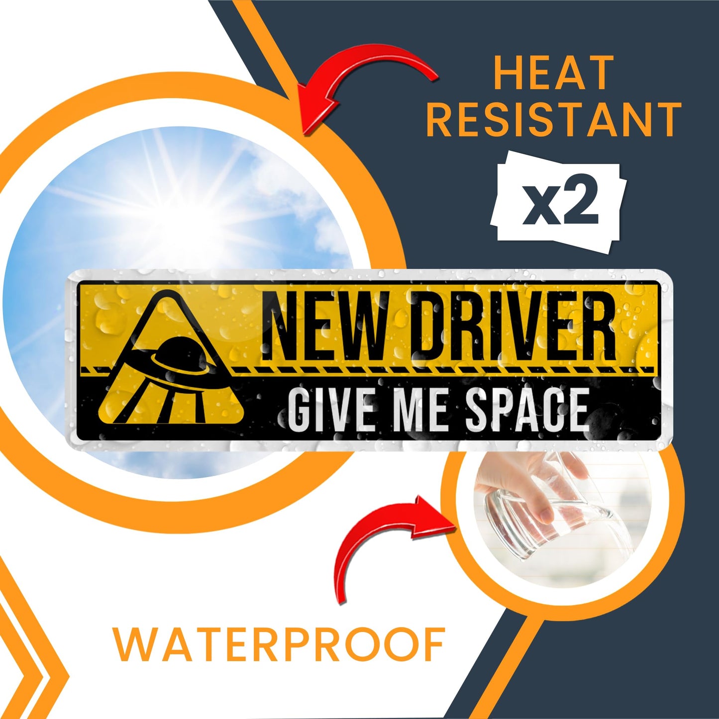 Magnet Me Up Give Me Space - Funny New Driver Magnet Decal - 3x10 Inches, Caution New Driver Sign, Full Color UV Print, Durable, Waterproof, Magnetic Vinyl for Vehicles, Great Gift, Made in USA