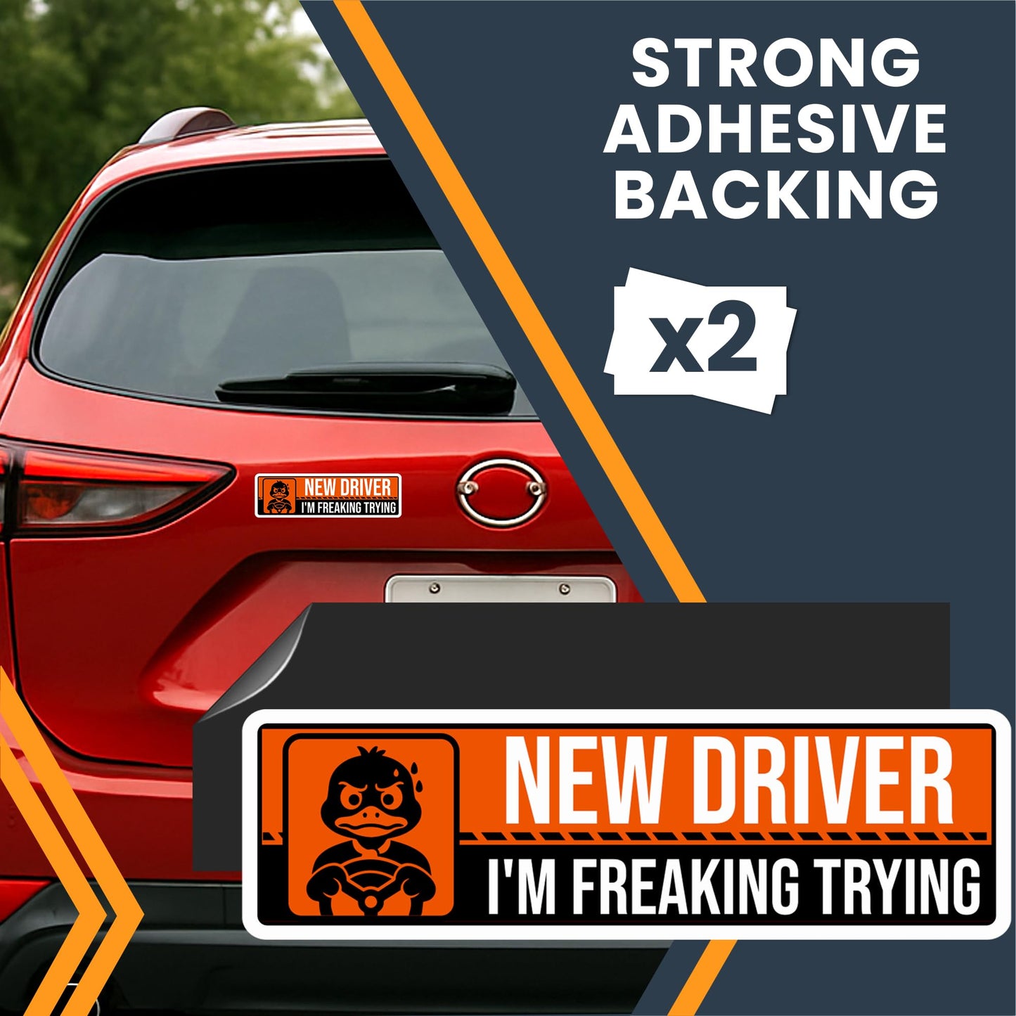 Magnet Me Up New Driver ?I?m Freaking Trying? Magnet Decal - 3x10 Inch Caution Sign, Learner Car Sign, UV Printed Full Color, Durable Waterproof Vinyl, New Driver Gift, Made in USA