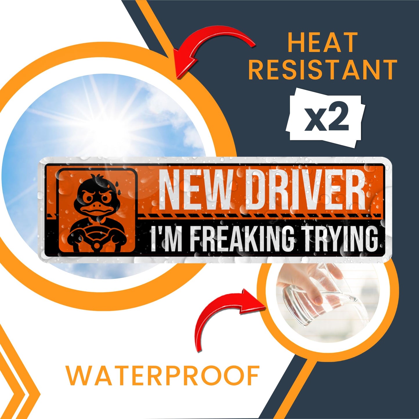 Magnet Me Up New Driver ?I?m Freaking Trying? Magnet Decal - 3x10 Inch Caution Sign, Learner Car Sign, UV Printed Full Color, Durable Waterproof Vinyl, New Driver Gift, Made in USA