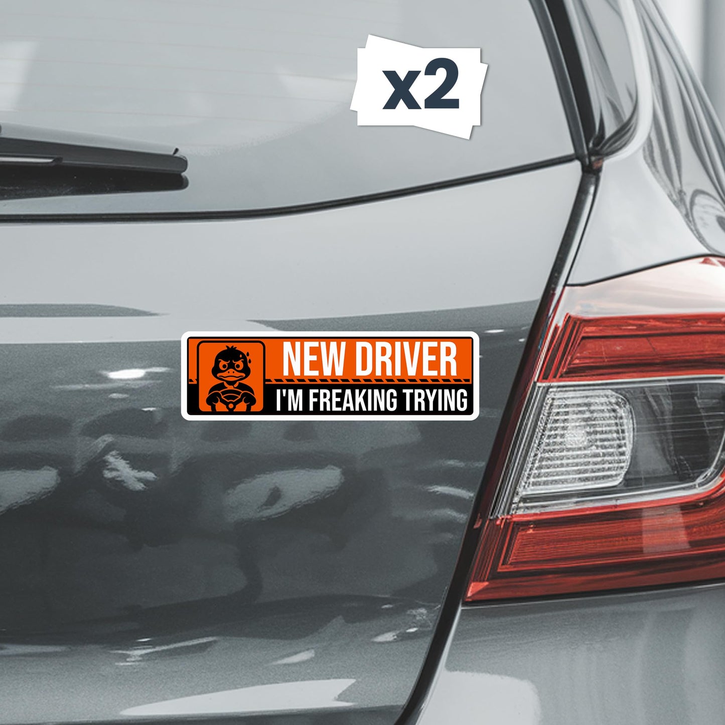 Magnet Me Up New Driver ?I?m Freaking Trying? Magnet Decal - 3x10 Inch Caution Sign, Learner Car Sign, UV Printed Full Color, Durable Waterproof Vinyl, New Driver Gift, Made in USA