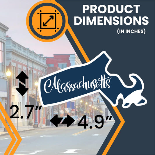 Magnet Me Up Massachusetts State Magnet, 2.7x4.9 Inches, Full-Color UV Printed Vinyl, Collectible US Shape Travel Gift, Durable Magnetic Decal for Fridge or Vehicle, Made in USA