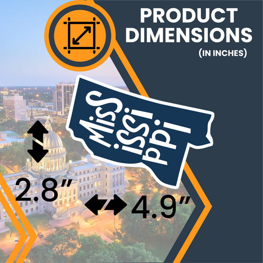 Magnet Me Up Mississippi State Magnet, 2.8x4.9 Inches, Full-Color UV Printed Vinyl, Collectible US Shape Travel Gift, Durable Magnetic Decal for Fridge or Vehicle, Made in USA