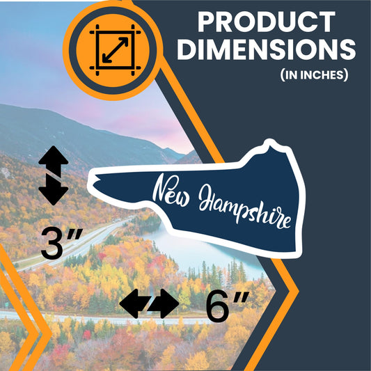 Magnet Me Up New Hampshire State Magnet - 3x6 Inch, Collectible US State-Shaped Fridge Magnet, Full-Color UV Printed Vinyl Travel Souvenir Gift, Magnetic Decal, Keepsake, Made in The USA