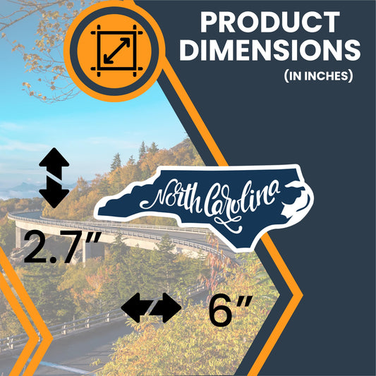 Magnet Me Up North Carolina State Magnet - 2.7x6 Inch, Collectible US State-Shaped Fridge Magnet, Full-Color UV Printed Vinyl Travel Souvenir Gift, Durable Magnetic Decal, Keepsake, Made in The USA