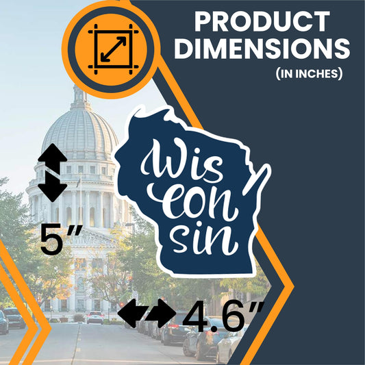 Magnet Me Up Wisconsin State Car Magnet, 5x4.6 Inches, Full-Color UV Printed Vinyl, Collectible US Shape Travel Gift, Durable Magnetic Decal for Fridge or Vehicle, Made in USA