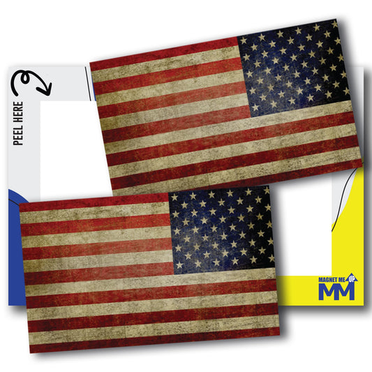 Reverse Weathered American Flag Stickers, 3x5 Inch, 2 Pack, American Flag Decals for Trucks, Adhesive Decal Sticker, Show Patriotism with Style, Heavy Duty Adhesion to Car Window, Bumper, Made in USA