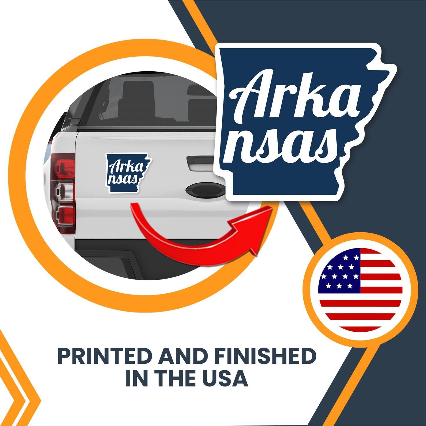 Magnet Me Up Arkansas State Car Magnet, 5 Inches, Full-Color UV Printed Vinyl, Durable USA Travel Collectible, Magnetic State Shape Decal for Fridge or Vehicle, Made in USA