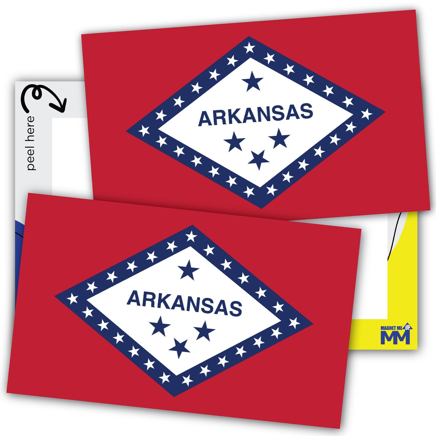 Magnet Me Up Arkansas US State Flag Bumper Sticker Decal, 3x5 2 Pack, Vinyl Adhesive Sticker for Cars, Trucks, and Outdoor Gear, Weatherproof State Pride Collectible, Made in USA