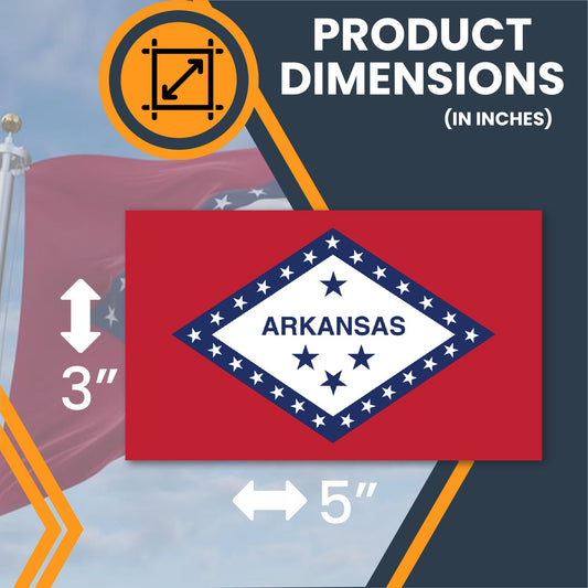 Magnet Me Up Arkansas US State Flag Bumper Sticker Decal, 3x5 2 Pack, Vinyl Adhesive Sticker for Cars, Trucks, and Outdoor Gear, Weatherproof State Pride Collectible, Made in USA