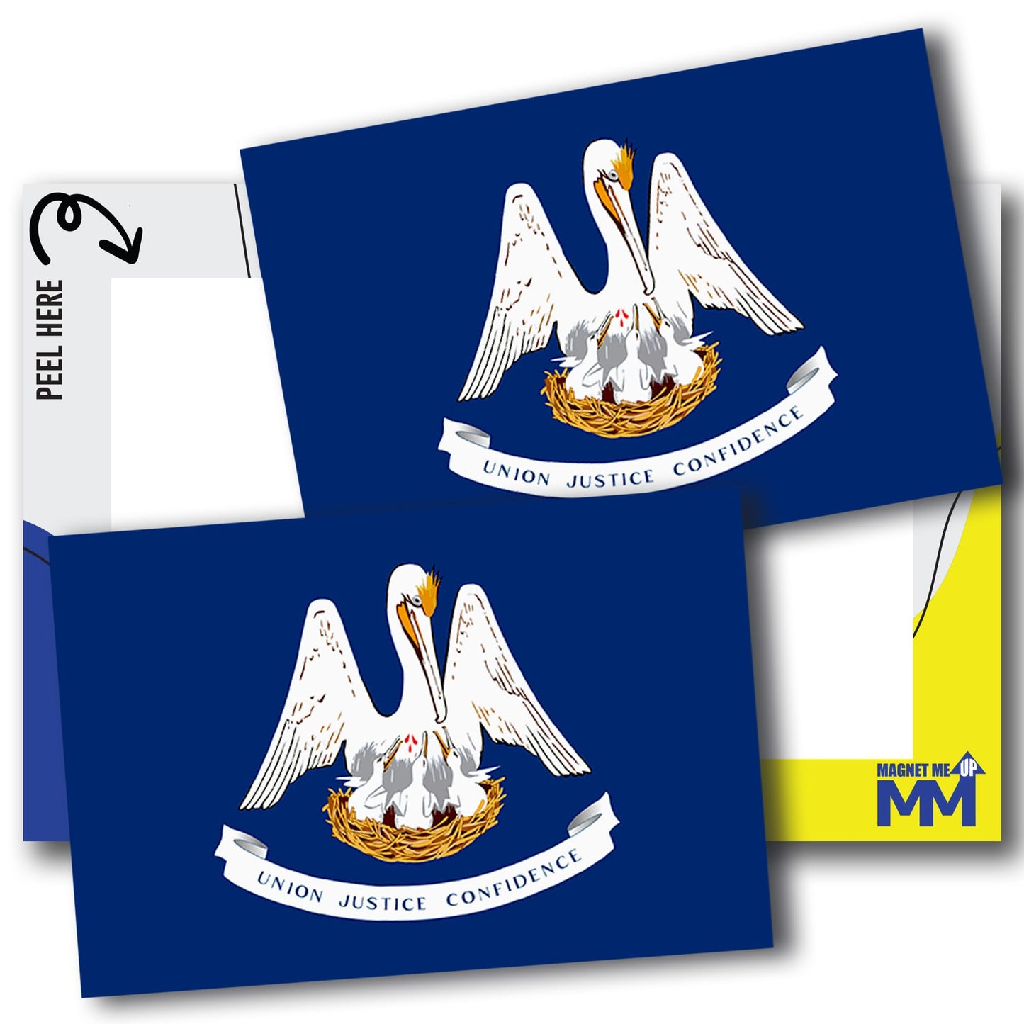 Magnet Me Up Louisiana US State Flag Bumper Sticker Decal, 3x5 2 Pack Vinyl Adhesive Sticker for Cars, Trucks, and Outdoor Gear, Weatherproof State Pride Collectible, Made in USA