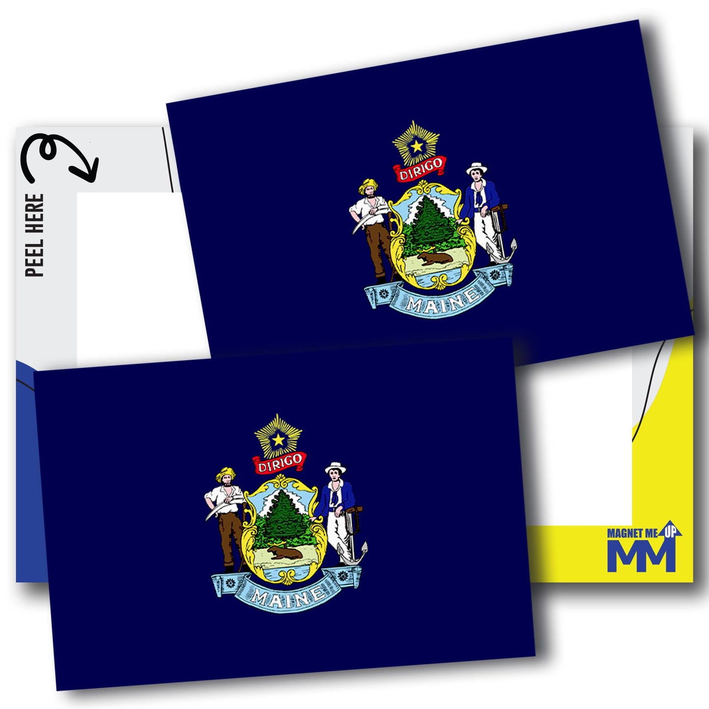 Magnet Me Up Maine US State Flag Bumper Sticker Decal, 3x5 2 Pack, Vinyl Adhesive Sticker for Car, Truck, SUV ? Weatherproof State Pride Collectible ? Full Color, Durable, Made in USA
