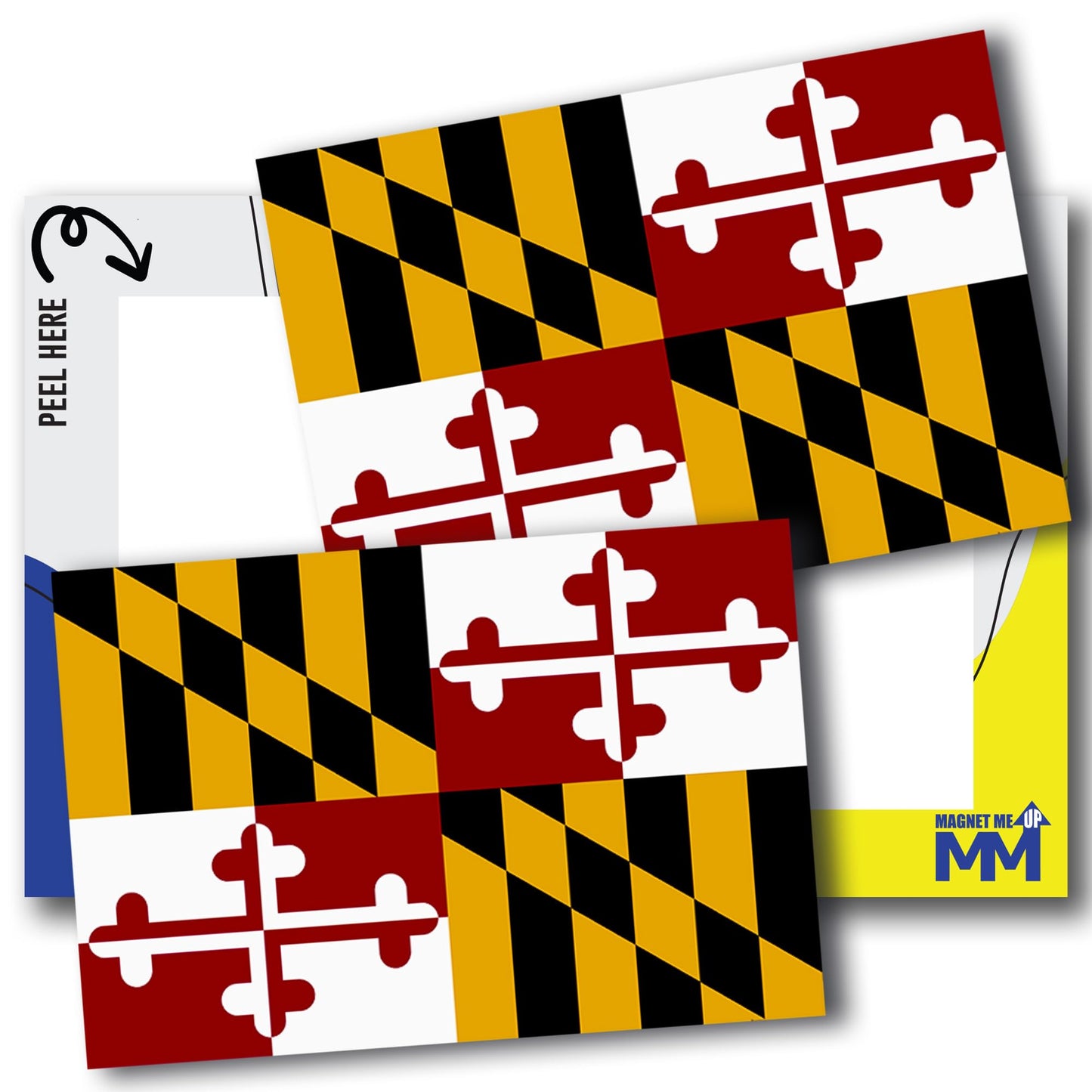 Magnet Me Up Maryland US State Flag Bumper Sticker Decal, 3x5 2 Pack, Vinyl Adhesive Sticker for Car, Truck, SUV ? Weatherproof State Pride Collectible ? Full Color, Durable, Made in USA