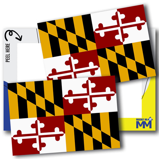 Magnet Me Up Maryland US State Flag Bumper Sticker Decal, 3x5 2 Pack, Vinyl Adhesive Sticker for Car, Truck, SUV ? Weatherproof State Pride Collectible ? Full Color, Durable, Made in USA