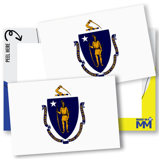 Magnet Me Up Massachusetts US State Flag Bumper Sticker Decal, 3x5 2 Pack, Vinyl Adhesive Sticker for Car, Truck, SUV, Weatherproof State Pride Collectible, Full Color, Durable, Made in USA