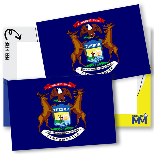 Magnet Me Up Michigan US State Flag Bumper Sticker Decal, 3x5 2 Pack, Vinyl Adhesive Sticker for Car, Truck, SUV, Weatherproof State Pride Collectible, Full Color, Durable, Made in USA