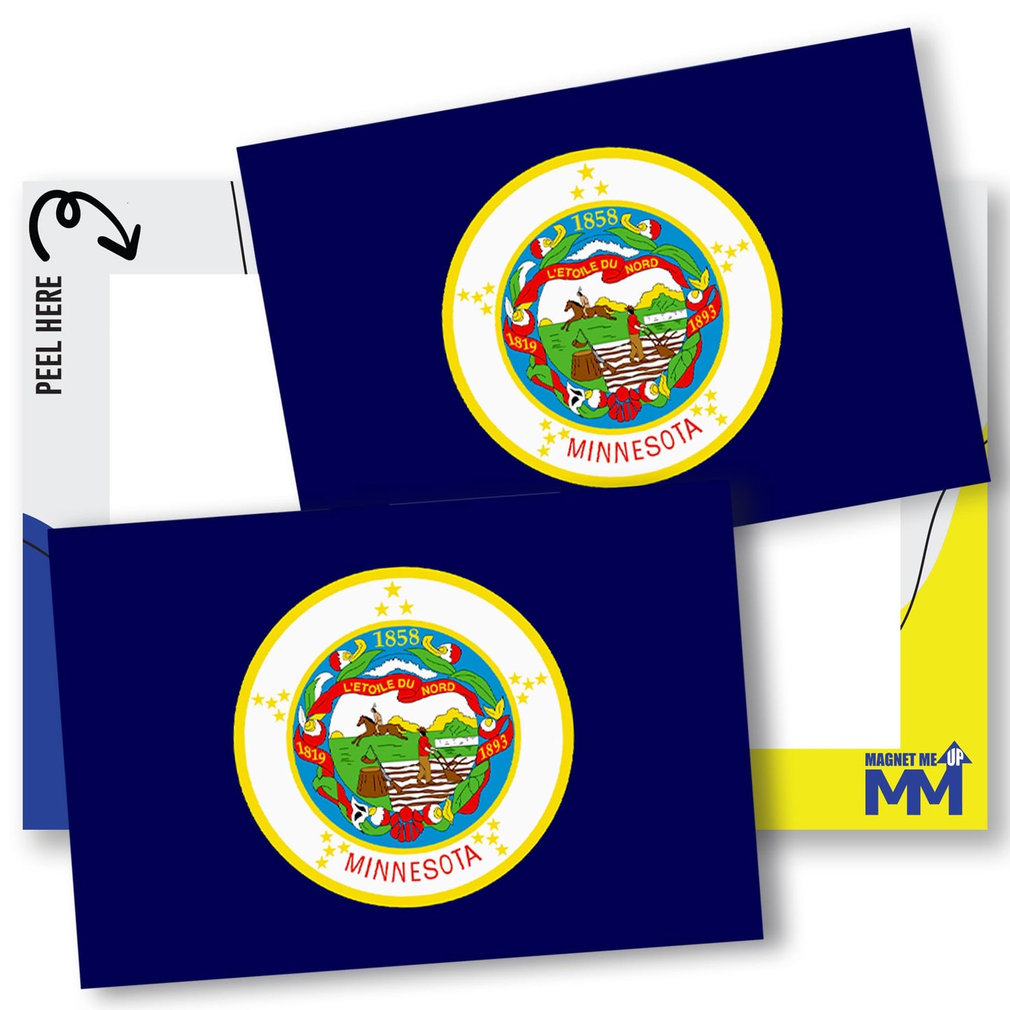 Magnet Me Up Minnesota US State Flag Bumper Sticker Decal, 3x5 2 Pack, Vinyl Adhesive Sticker for Car, Truck, SUV ? Weatherproof State Pride Collectible ? Full Color, Durable, Made in USA