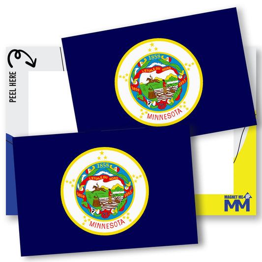 Magnet Me Up Minnesota US State Flag Bumper Sticker Decal, 3x5 2 Pack, Vinyl Adhesive Sticker for Car, Truck, SUV ? Weatherproof State Pride Collectible ? Full Color, Durable, Made in USA