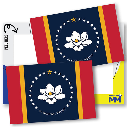 Magnet Me Up Mississippi Flag Sticker Decal 3x5", 2 Pack, Waterproof Vinyl State Pride Collectible, All-Surface State Flag Decals for Car, Laptop, Bumper, Cooler, Mississippi Gifts, Made in USA
