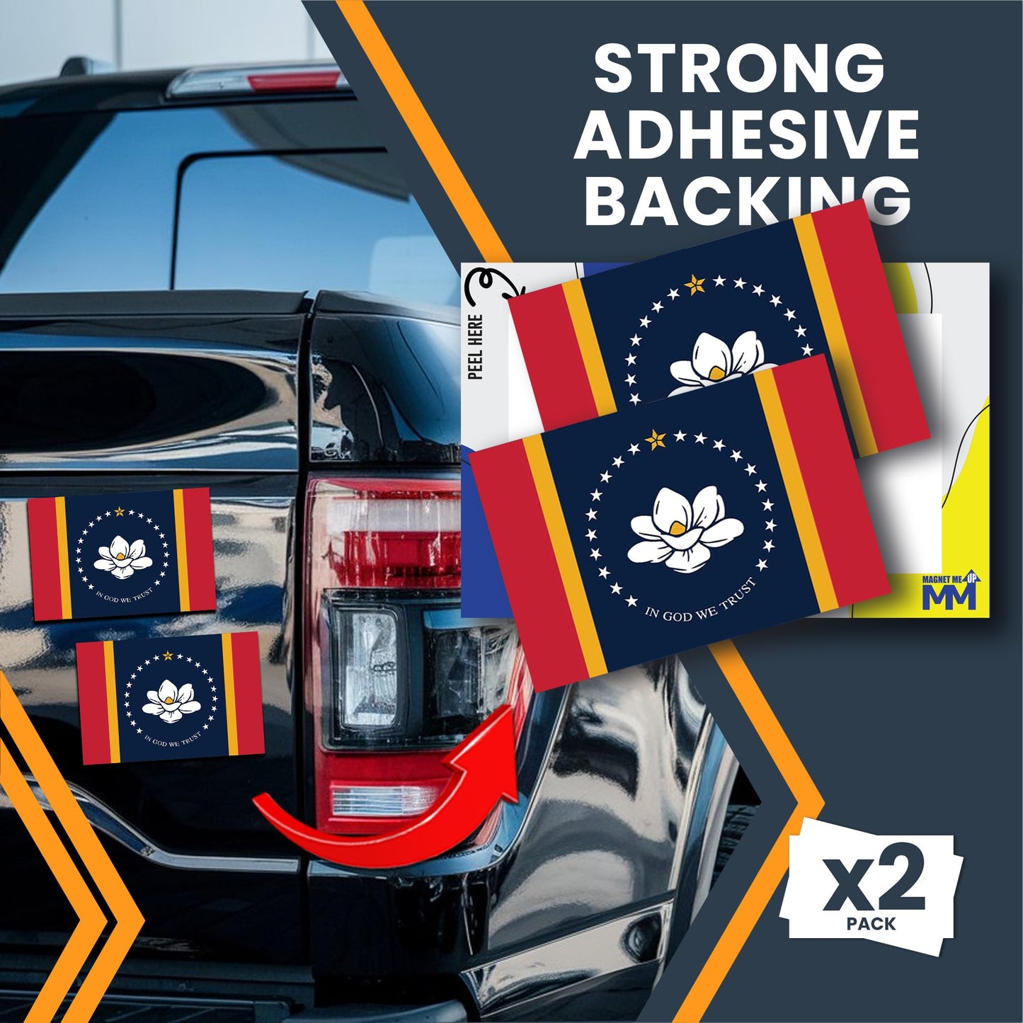 Magnet Me Up Mississippi Flag Sticker Decal 3x5", 2 Pack, Waterproof Vinyl State Pride Collectible, All-Surface State Flag Decals for Car, Laptop, Bumper, Cooler, Mississippi Gifts, Made in USA