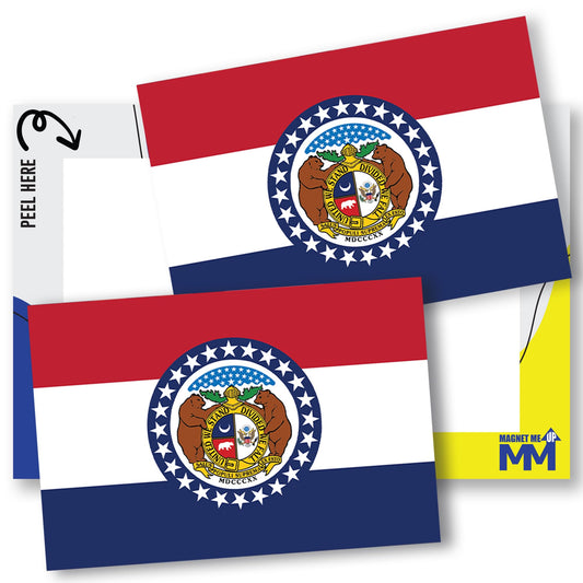 Magnet Me Up Missouri Flag Sticker Decal 3x5", 2 Pack, Waterproof Vinyl State Pride Collectible, All-Surface State Flag Decals for Car, Laptop, Bumper, Cooler, Window, Missouri Gifts, Made in USA