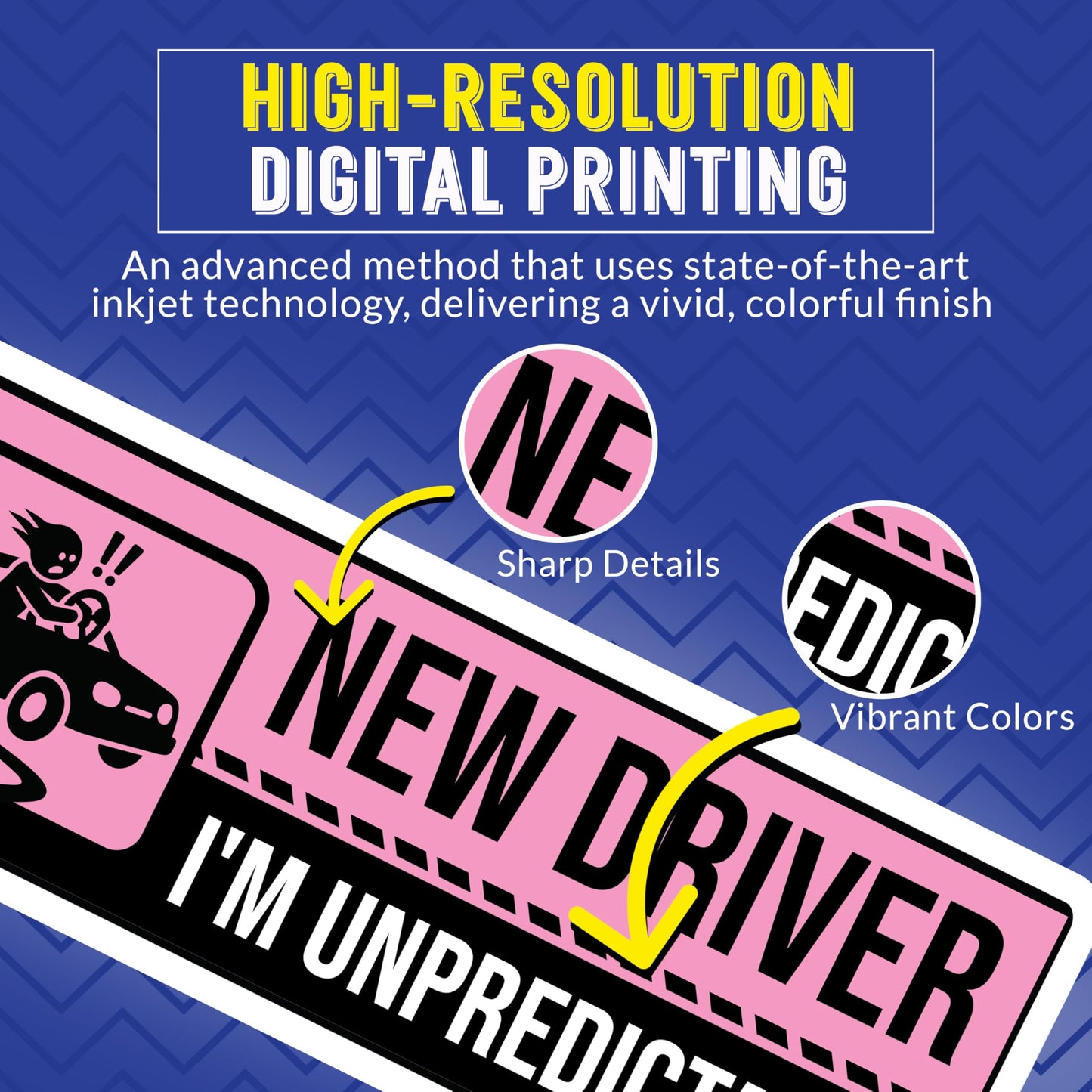 Magnet Me Up New Driver "I'm Unpredictable" Magnet Decal - 3x8" Caution Sign, Learner Driver Car Magnet Sign, UV Printed Full Color, Durable Waterproof Vinyl, Made in USA