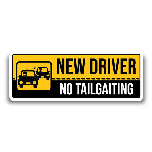 Magnet Me Up New Driver "No Tailgating" Magnet Decal - 3x8 Inch Caution Sign, Learner Driver Car Magnet Sign, UV Printed Full Color, Durable Waterproof Vinyl, Great Gift, Made in USA