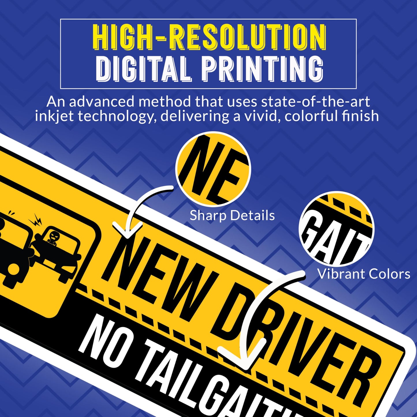Magnet Me Up New Driver "No Tailgating" Magnet Decal - 3x8 Inch Caution Sign, Learner Driver Car Magnet Sign, UV Printed Full Color, Durable Waterproof Vinyl, Great Gift, Made in USA
